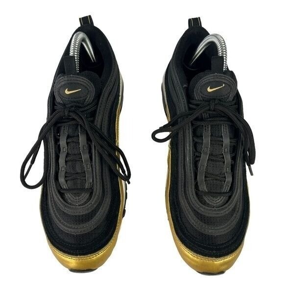 Nike‎ AirMax 97 Shoes Womens 9 Youth 7 Black Metallic Gold Shoes - Picture 5 of 13